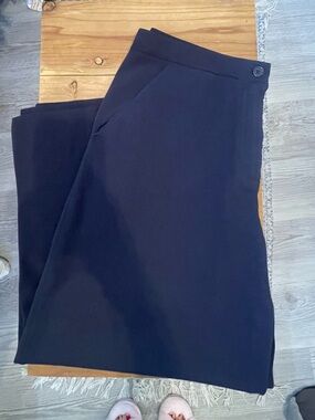 COS Women’s Navy High Waist Wide Leg Cropped Pants